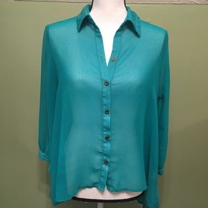 Blouse XL green sheer blouse